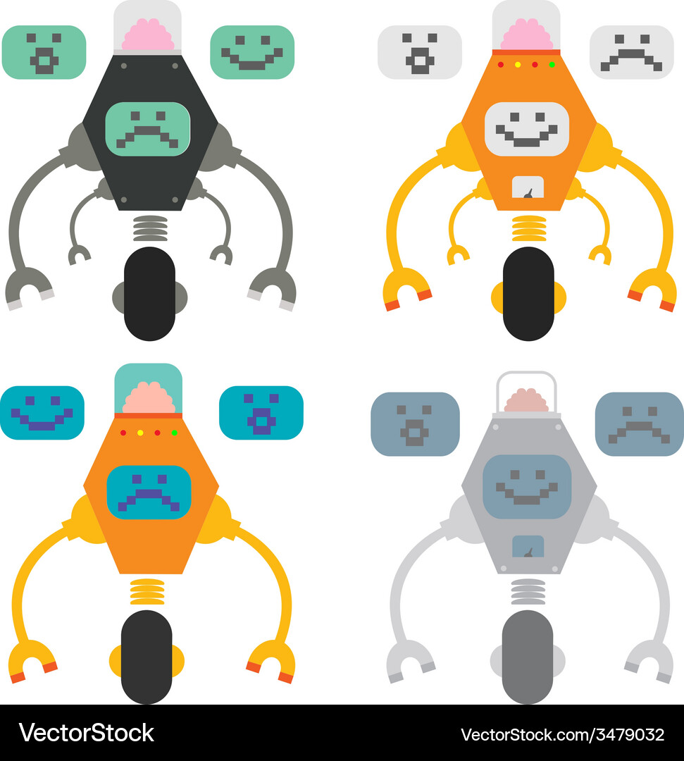 Set of funny robots Vector Image