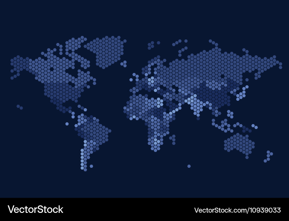 Hexagonal World Map Dot Royalty Free Vector Image