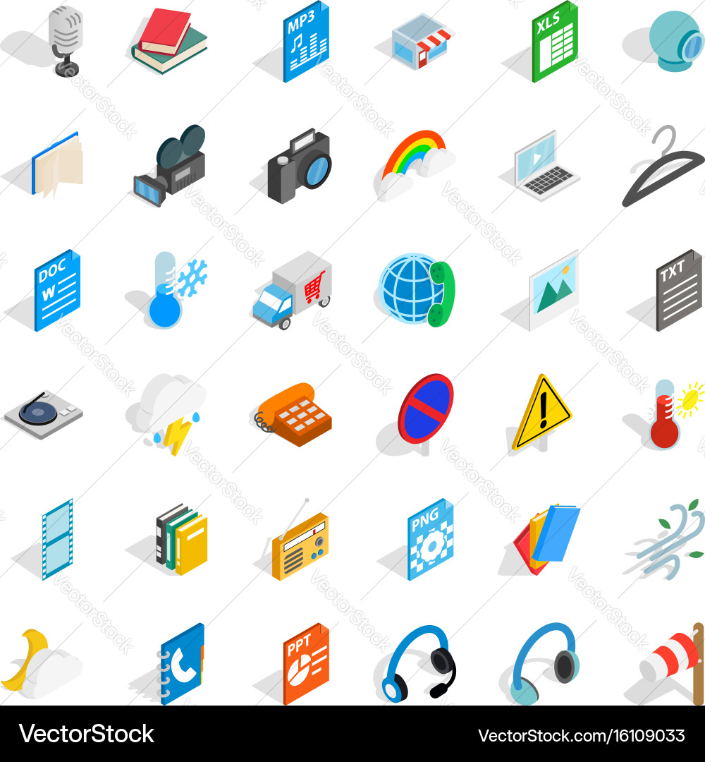 Mobile file icons set isometric style vector image