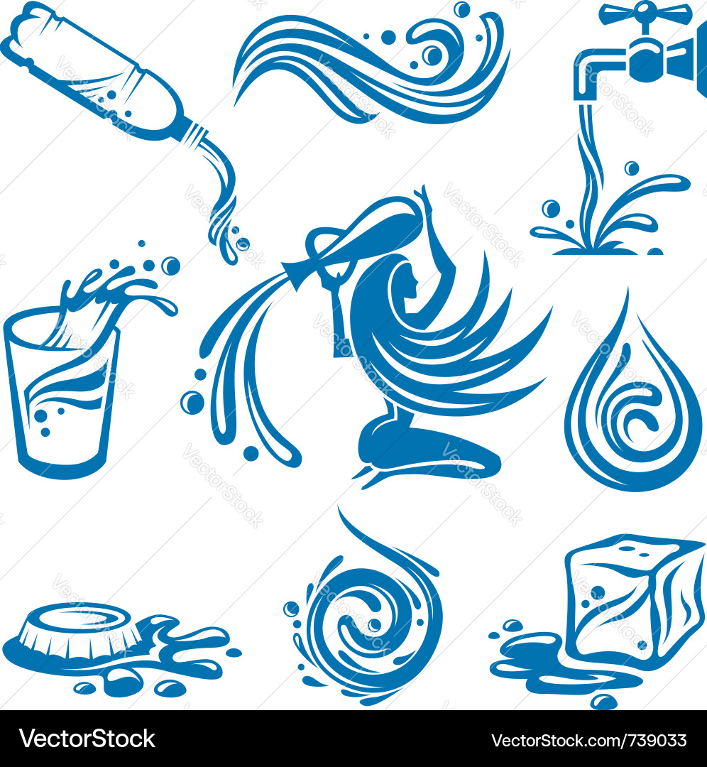 Water Droplet Icons Set Vector Image