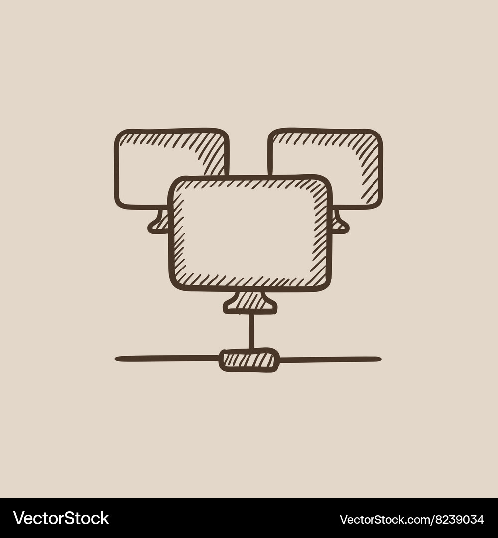 Computer network sketch icon Vector Image