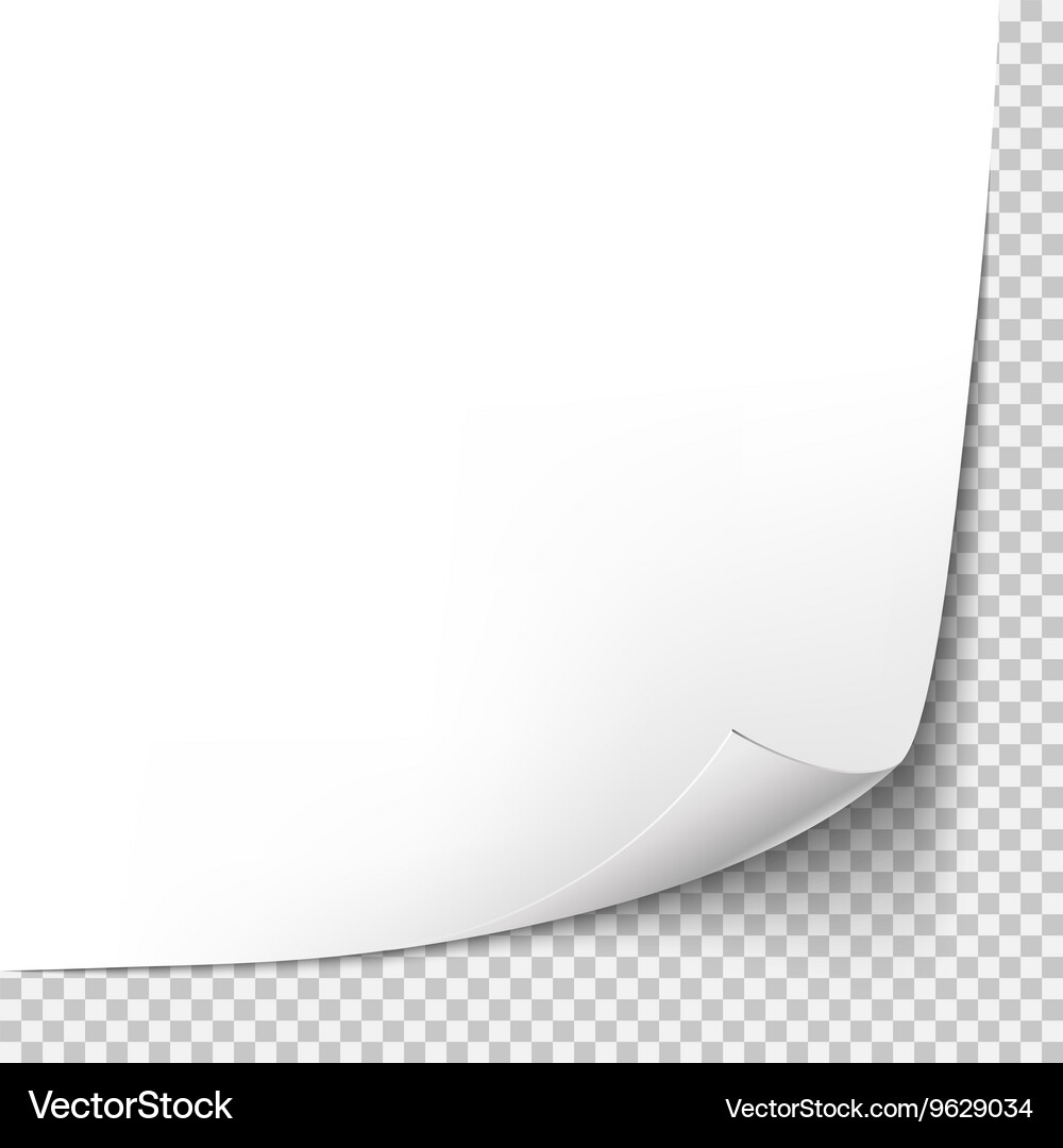 Curl corner paper template transparent grid Vector Image