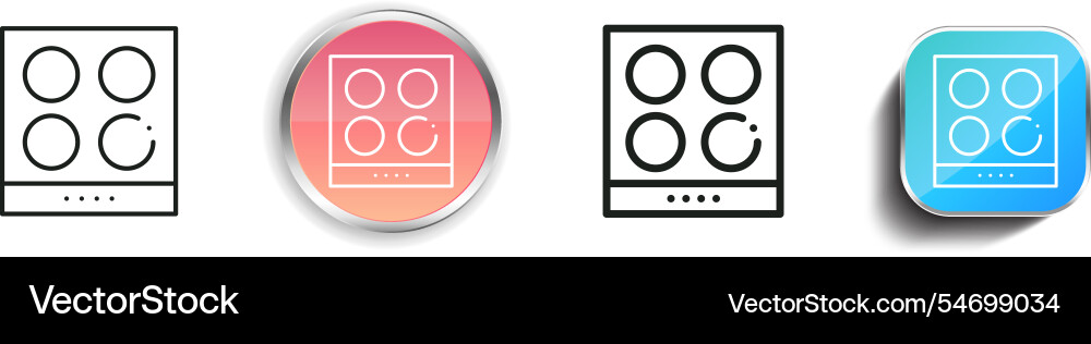Hob icon thin linear regular and button style vector image