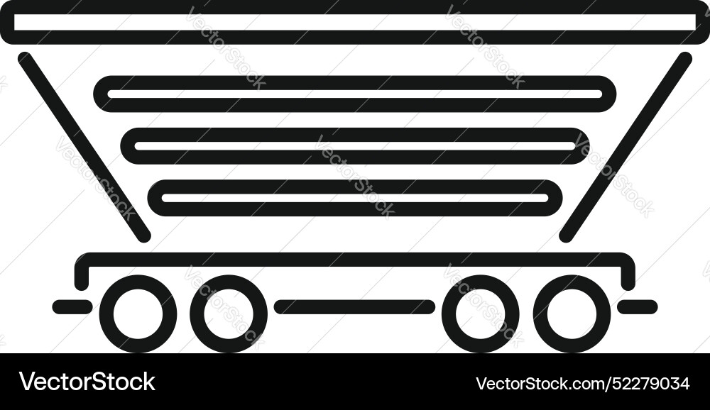 Mining cart carrying coal on rails icon Mining cart carrying coal on rails icon vector image