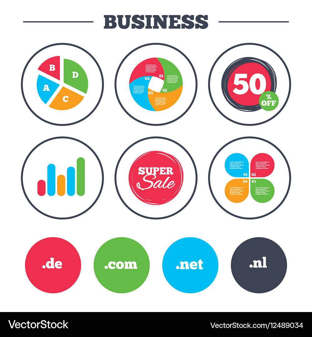 Top-level domains signs de com net and nl Vector Image