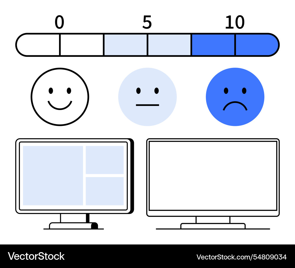 User satisfaction rating scale with smiling User satisfaction rating scale with smiling vector image