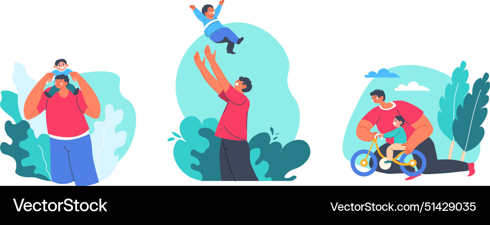 A father child bonding activities Royalty Free Vector Image