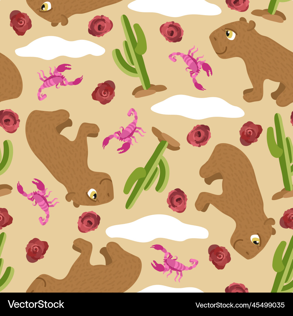 Capybara pattern Capybara pattern Vector Image