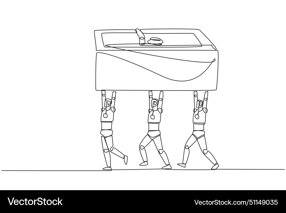 Continuous one line drawing a group of robots Continuous one line drawing a group of robots vector image