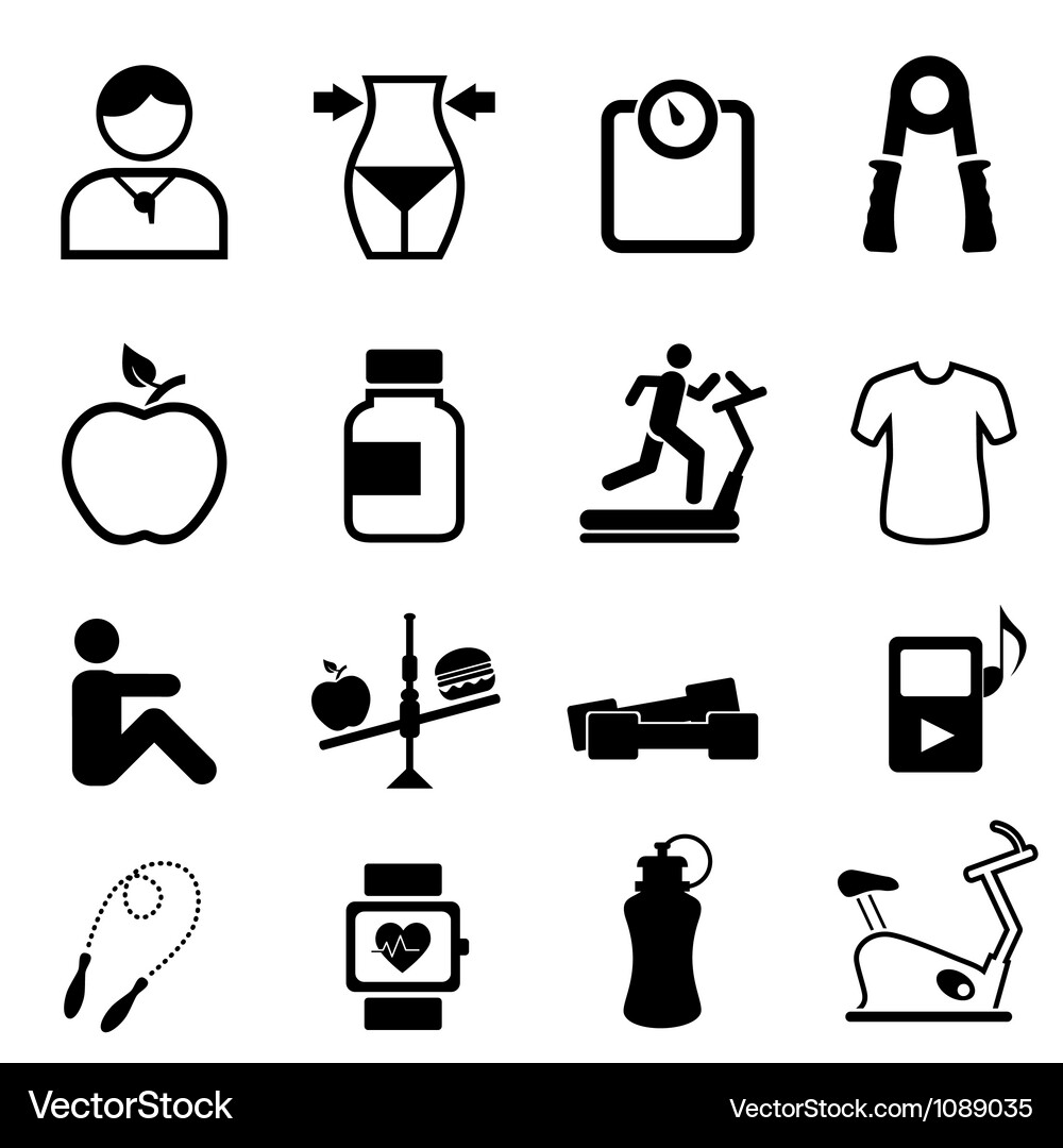 Fitness Icon Set - Workout & Exercise Vector Image