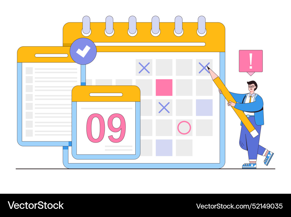 Organized schedule control working process tidy Organized schedule control working process tidy Vector Image