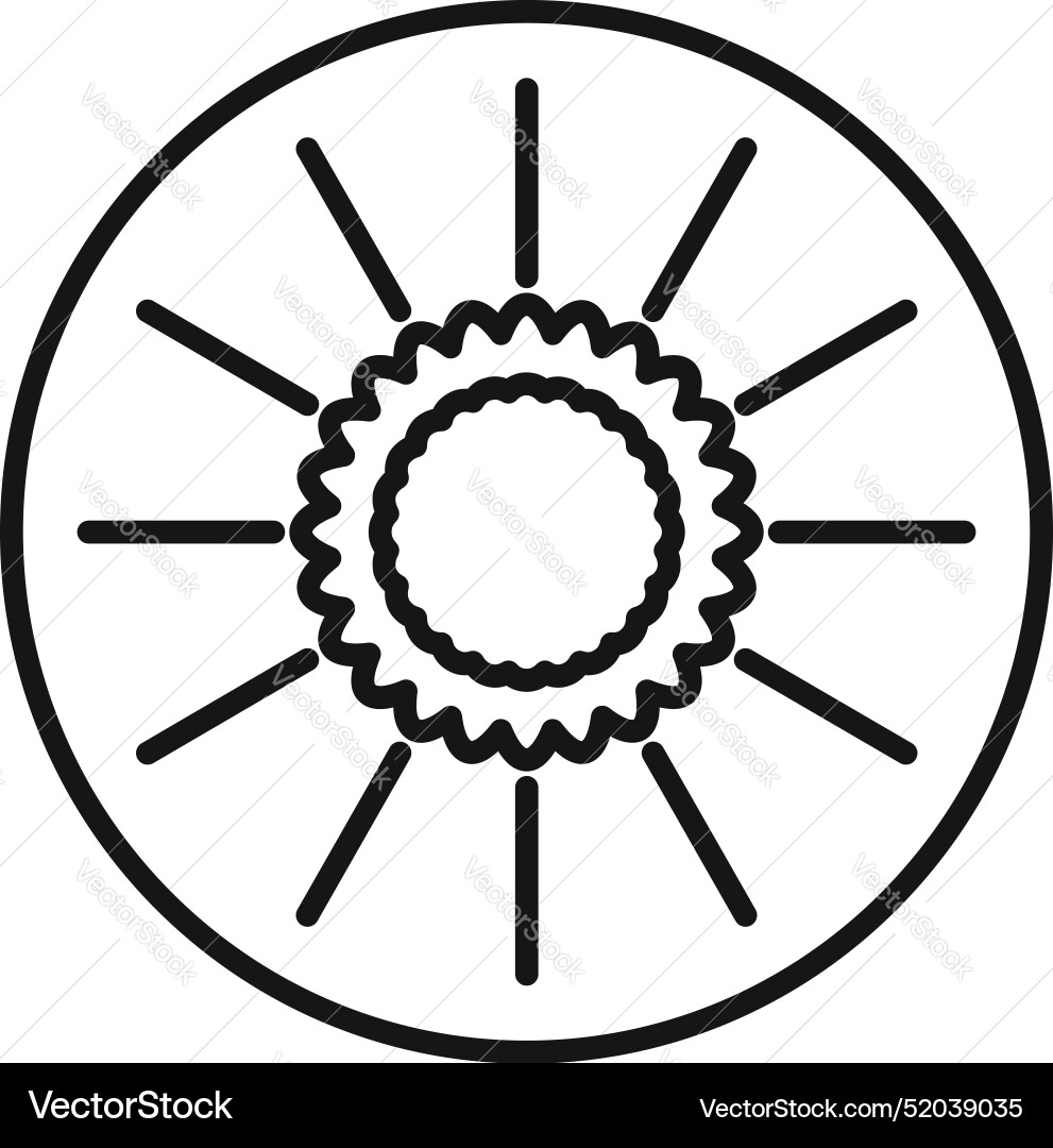 Round button badge with blank center and rays icon vector image