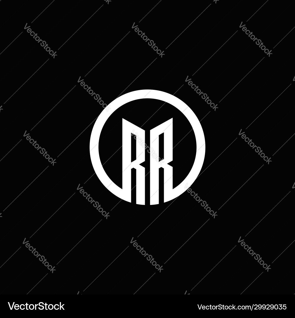 Rr monogram logo isolated with a rotating circle vector image