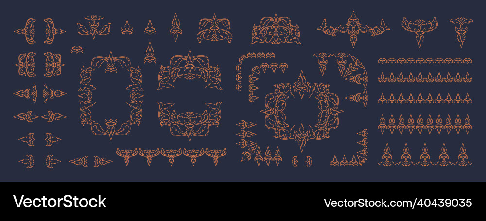 Set of floral ornament in renaissance style Set of floral ornament in renaissance style vector image
