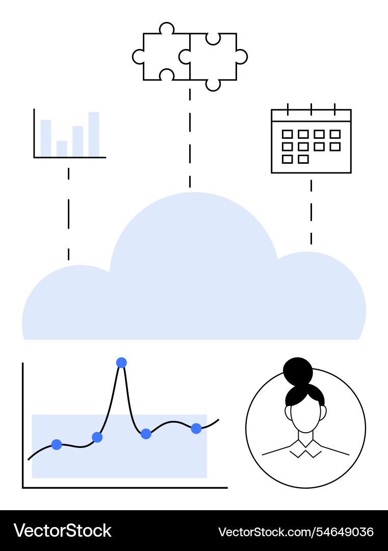 Cloud integration and data analysis streamlining Cloud integration and data analysis streamlining vector image