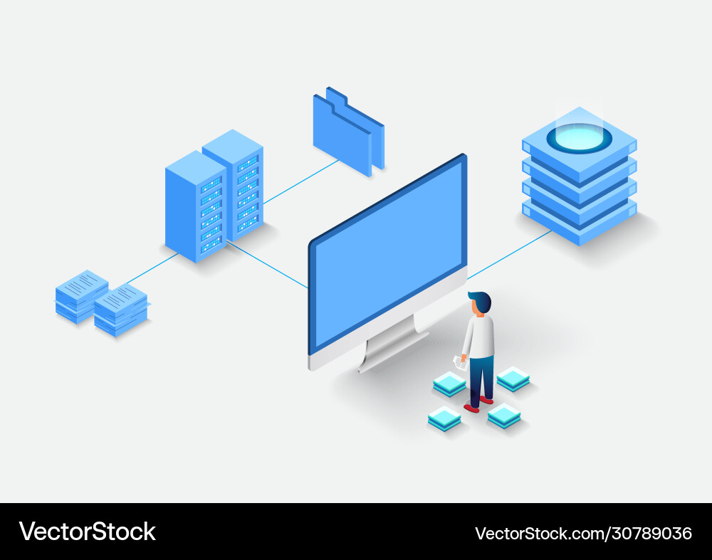 Computation big data center information Computation big data center information vector image