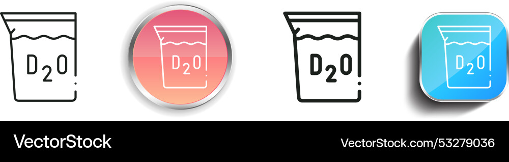 Deuterium icon thin linear regular and button Deuterium icon thin linear regular and button vector image