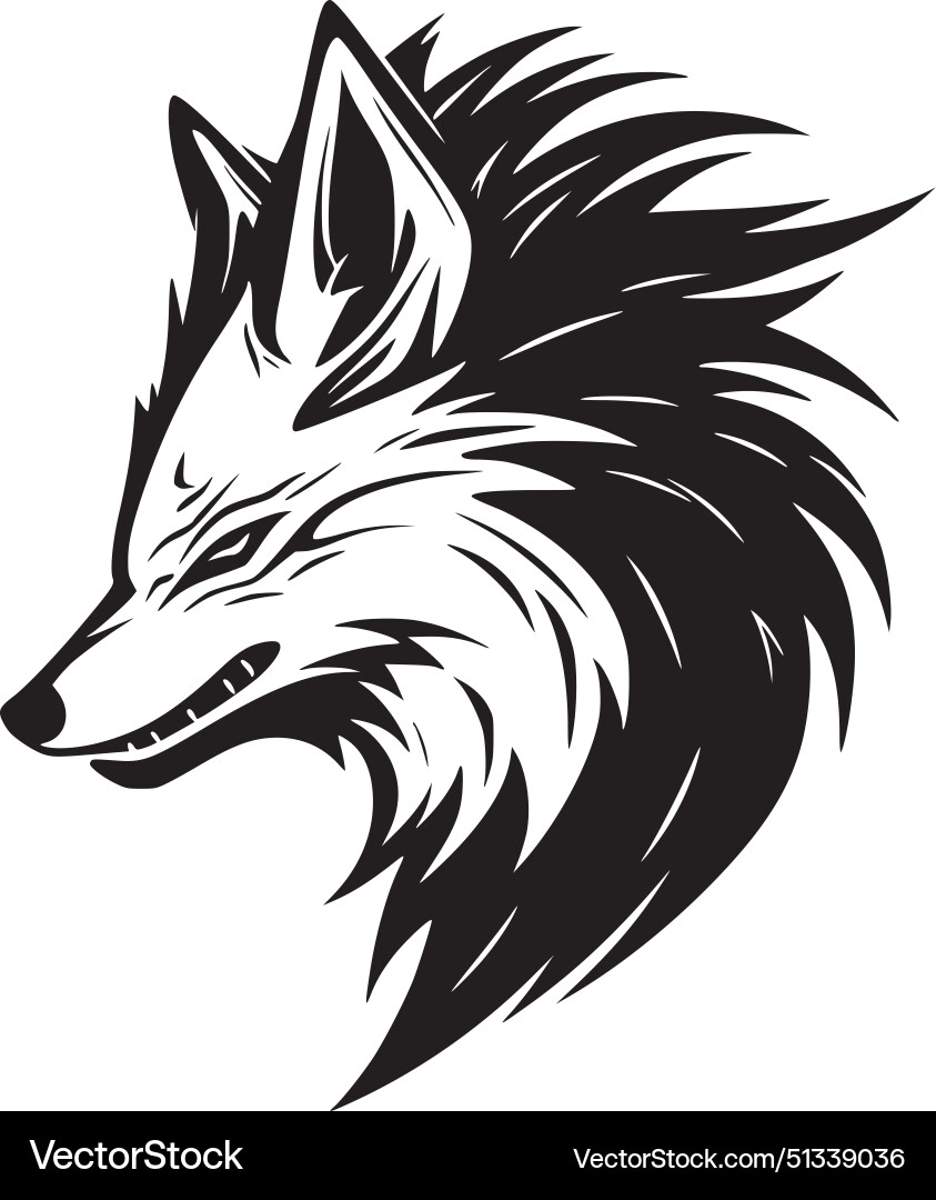 Fox - black and white Royalty Free Vector Image