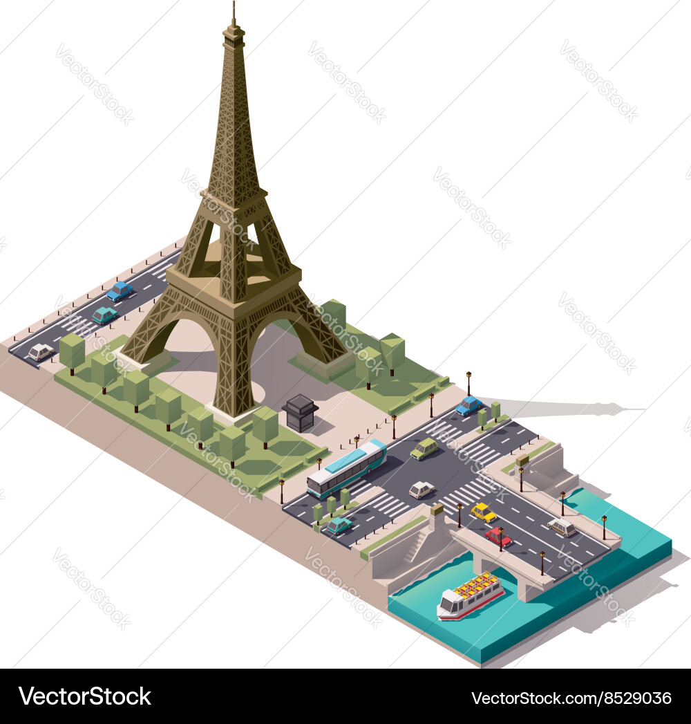 Isometric Eiffel Tower Map vector image