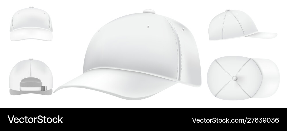 White cap mockup sport caps top view baseball vector image