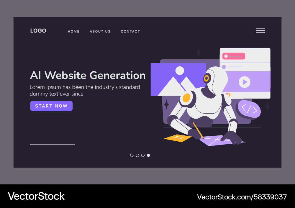 AI Website Creation Robot Vector Image