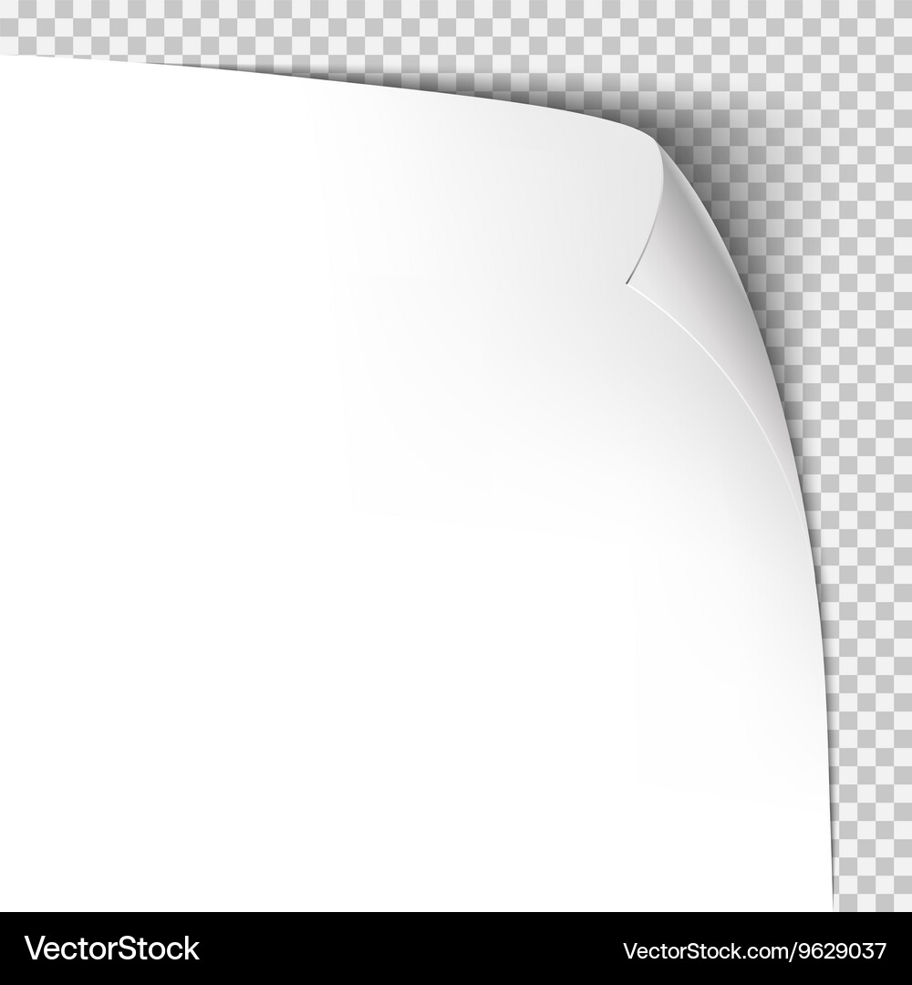 Curl corner paper template transparent grid Vector Image