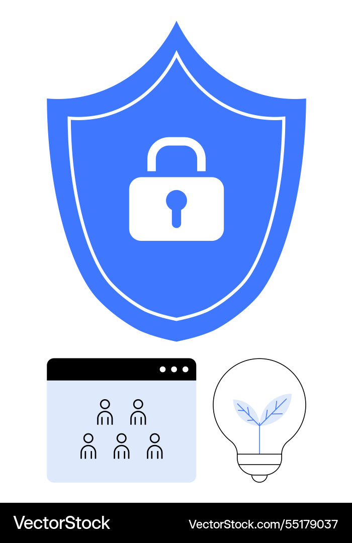 Digital security shield with padlock over browser Digital security shield with padlock over browser vector image
