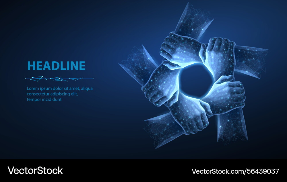 Digital teamwork hands together network unity Digital teamwork hands together network unity vector image