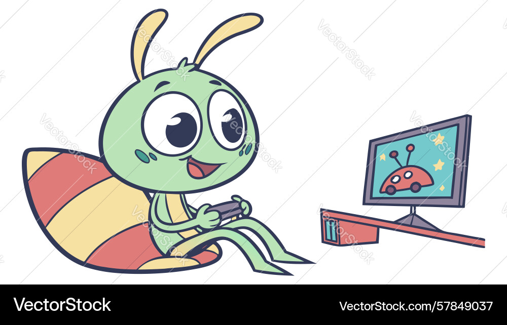 Friendly alien character using a computer design Vector Image