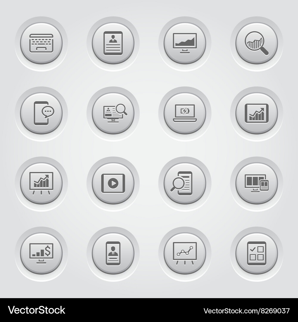 Grey button design icon set Vector Image