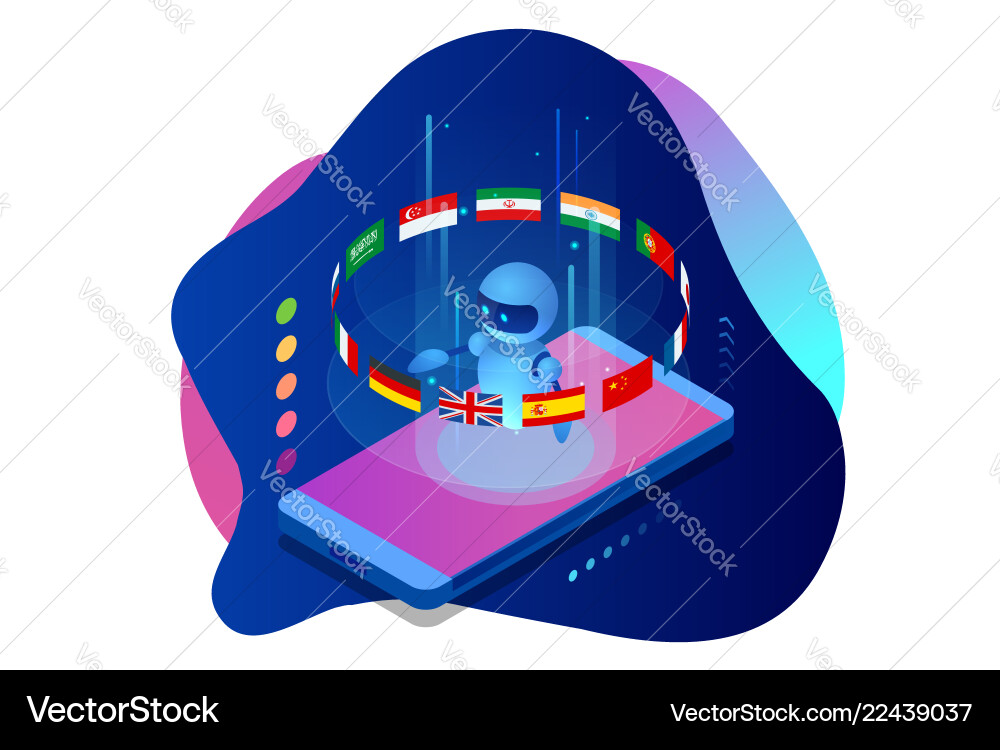 Isometric online language learning with artificial vector image