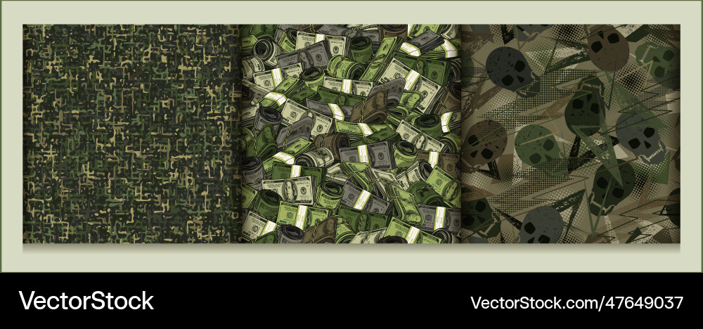 Set of camouflage patterns with skulls small Set of camouflage patterns with skulls small vector image
