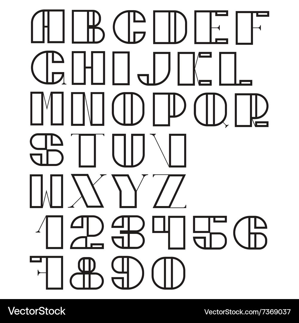 Set of letters and numbers Vector Image