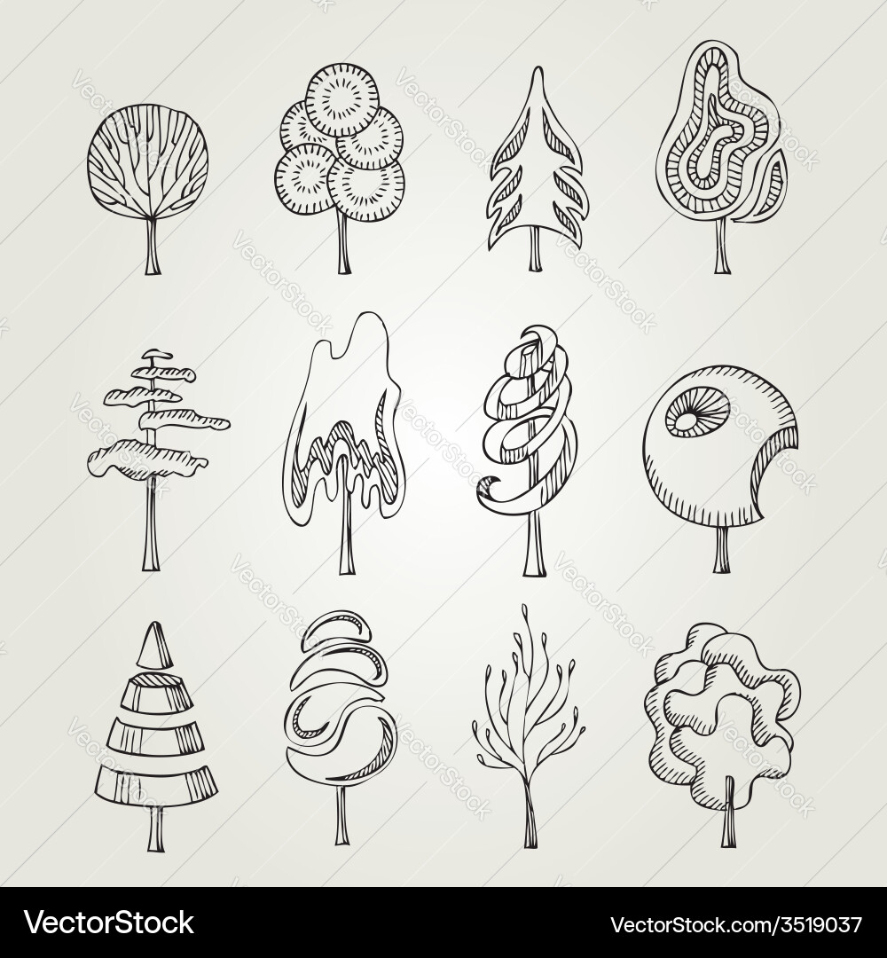 Tree icon set vector image