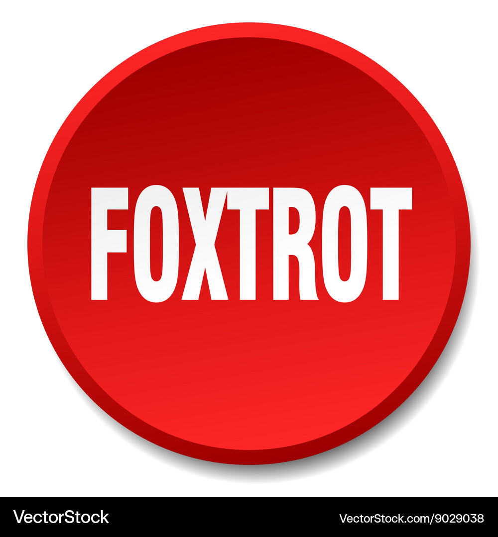 Foxtrot red round flat isolated push button Vector Image