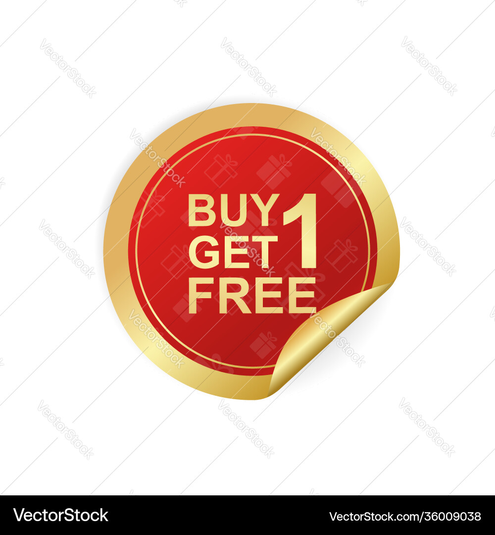 Modern red buy one get free sticker great Modern red buy one get free sticker great vector image