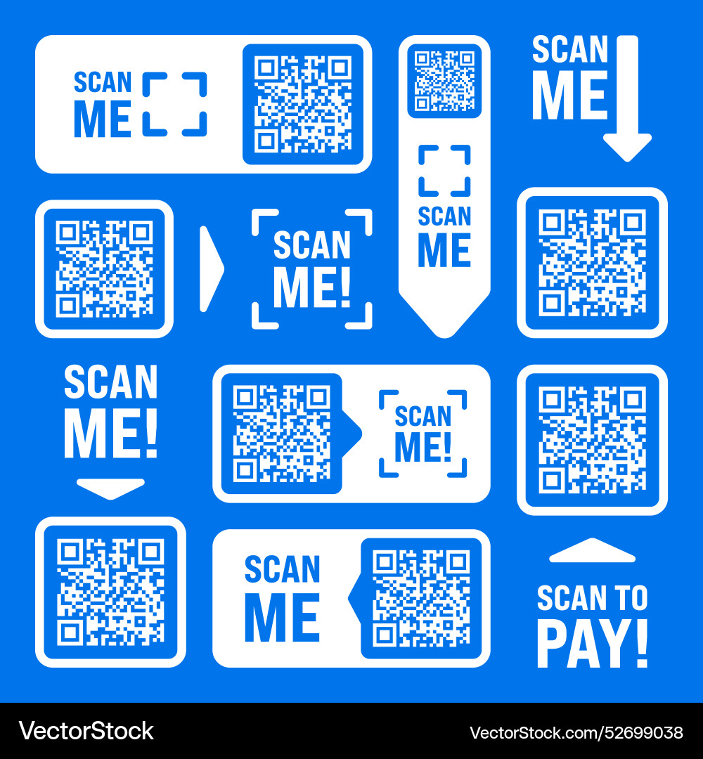 Scan me qr code sticker with text online payment Scan me qr code sticker with text online payment vector image