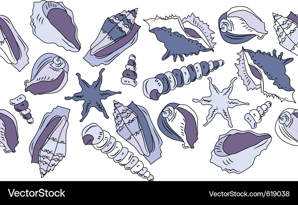 Seamless background with different shells Vector Image
