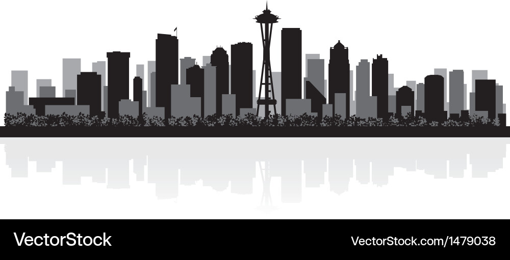 Seattle City Skyline Silhouette Vector Image