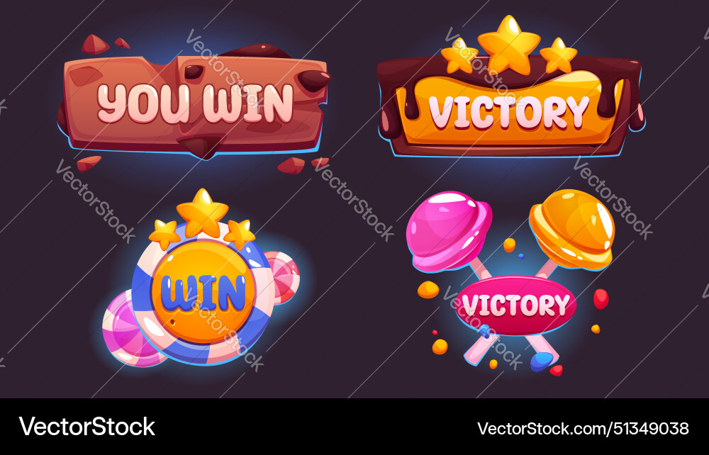 Win Level Spiel ui Design-Taste für Schnittstelle Win Level Spiel ui Design-Taste für Schnittstelle vektorbild