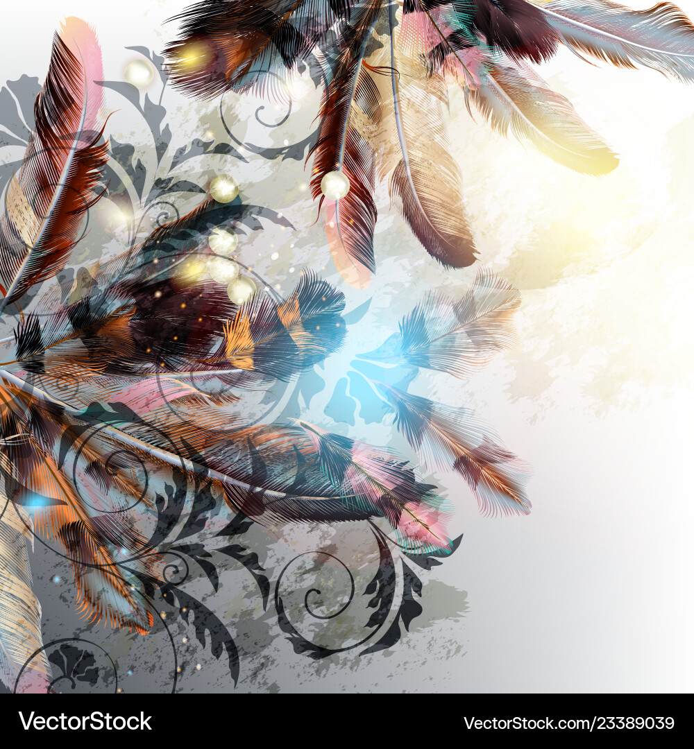 Background with feathers in realistic style Background with feathers in realistic style vector image