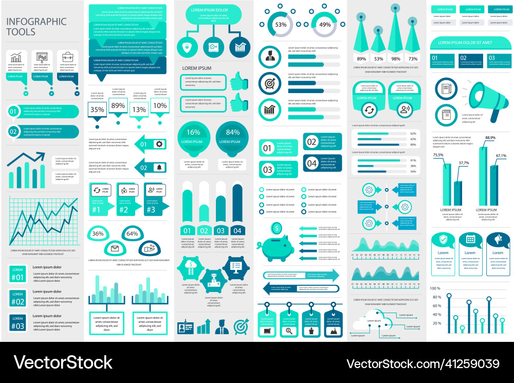 Bundle infographic elements data visualization vector image