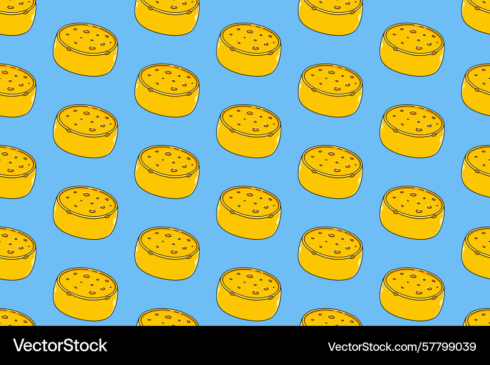 Cheese block doodle colorful pattern background Cheese block doodle colorful pattern background vector image