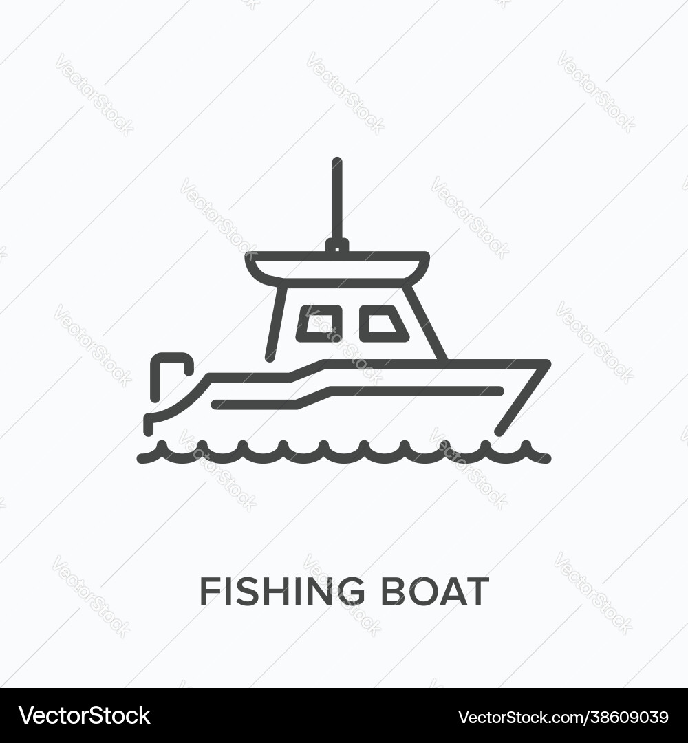 Fishing Boat Outline Icon Vector Image