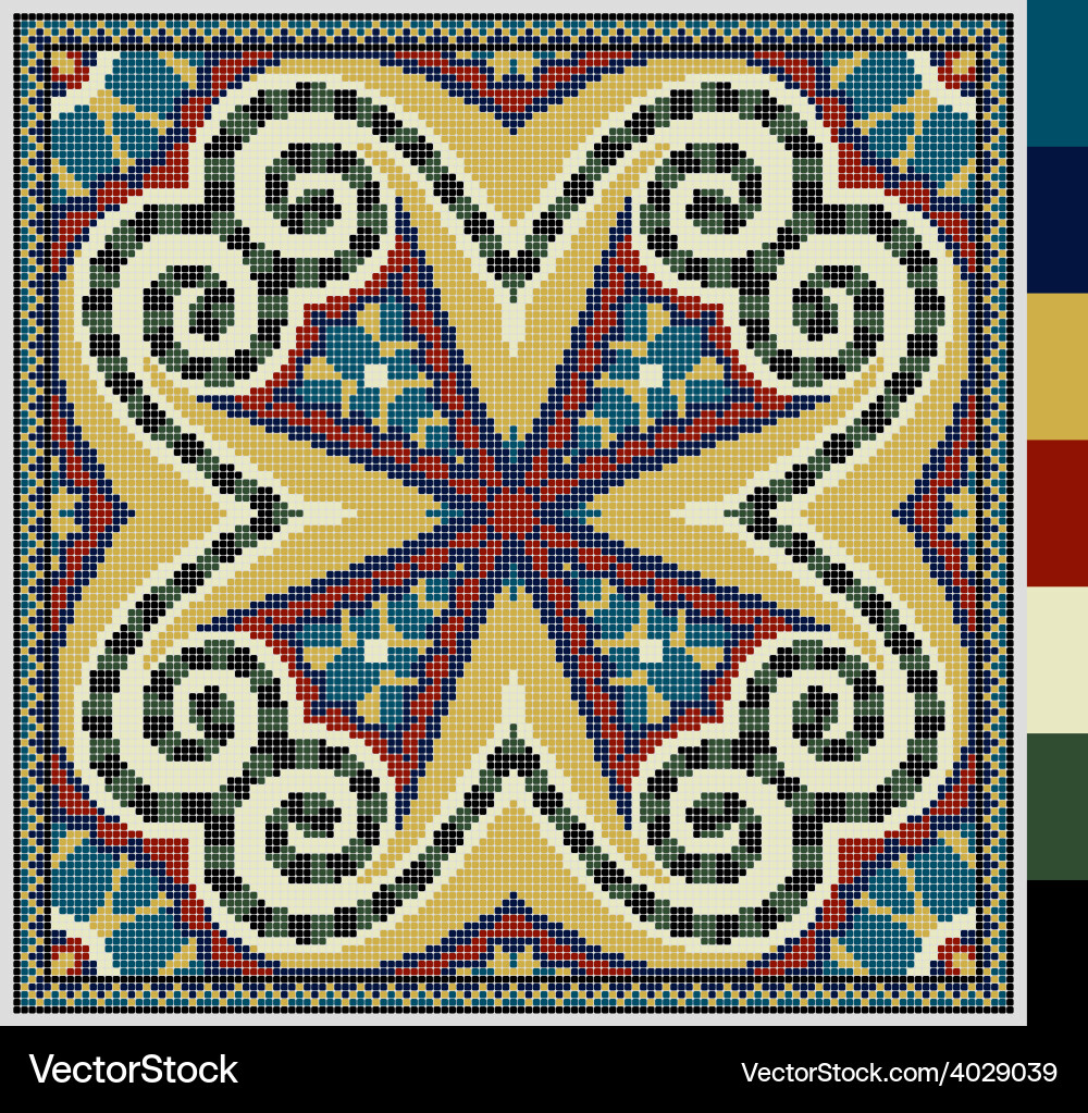 Geometric square pattern for cross stitch Vector Image