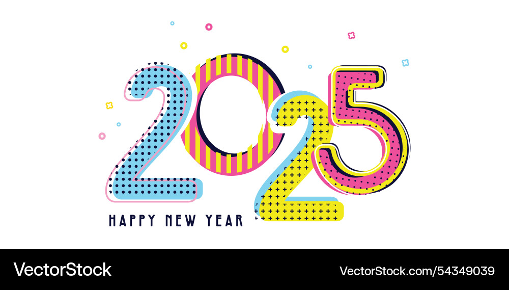 Happy new year- 2025 collection of greeting Happy new year- 2025 collection of greeting vector image