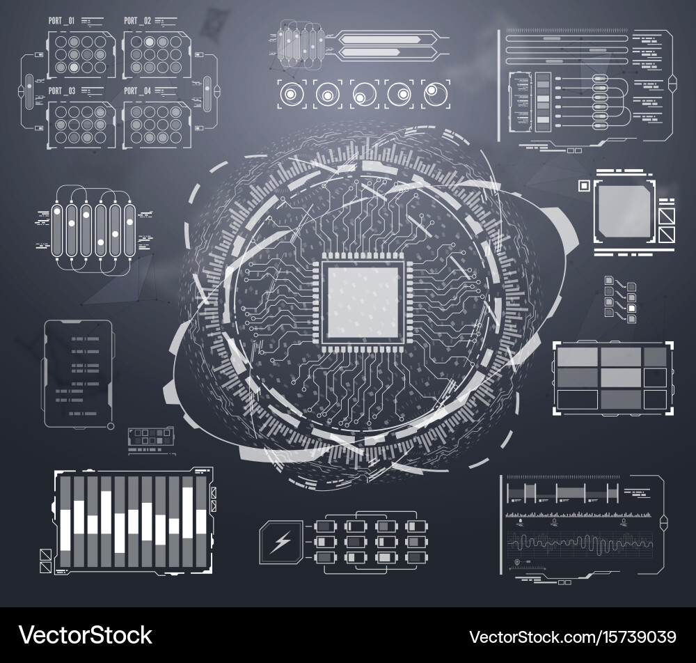 Modern Tech Interface Elements vector image