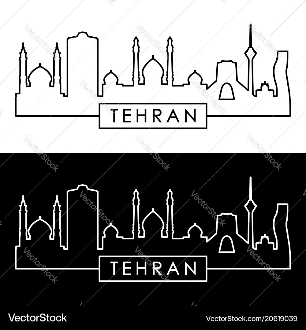 Tehran skyline linear style editable file vector image