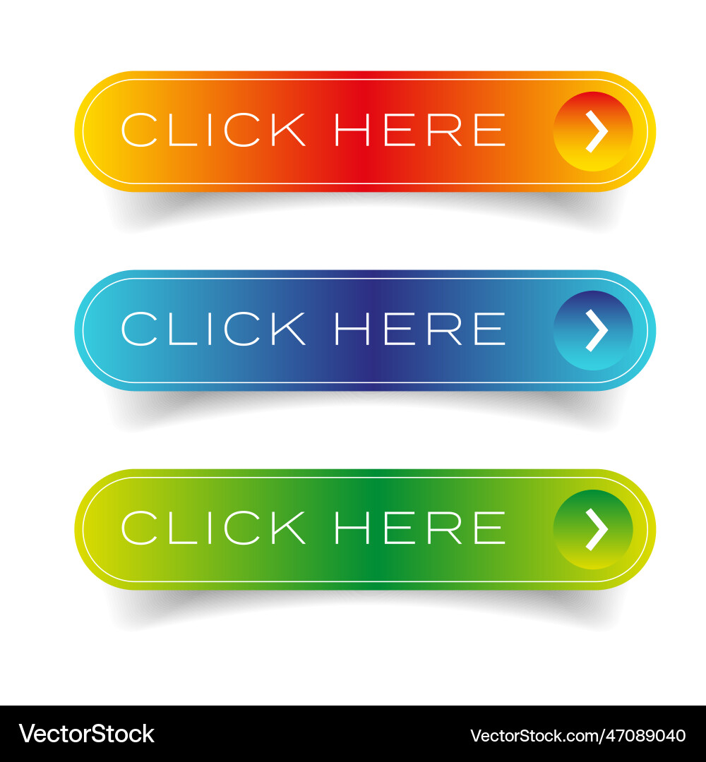Click here call to action button set Vector Image