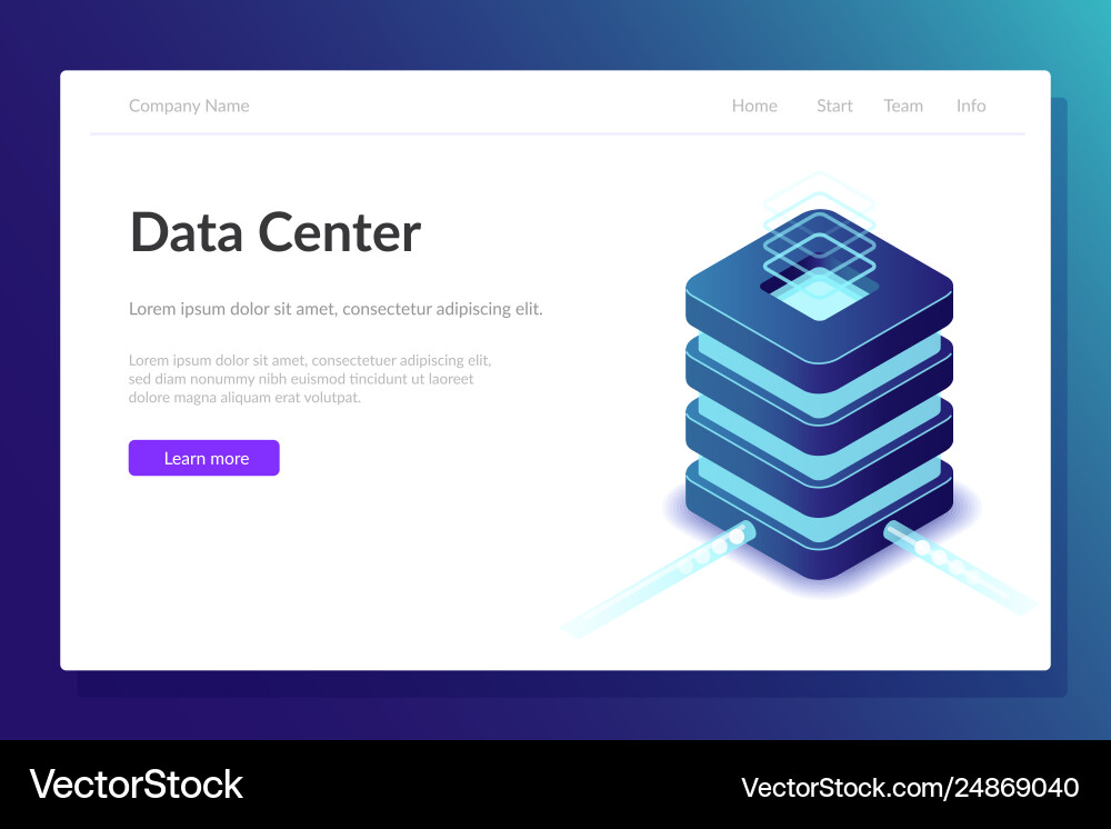 Data center web template server room Data center web template server room vector image